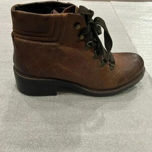 [US10]Steve Madden Donella Women Brown 2” Block Heeled Leather Ankle Boots